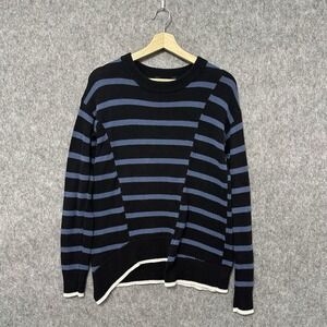 Simply Vera Vera Wang Sweater Women's XS Black Blue Striped Knit Pullover